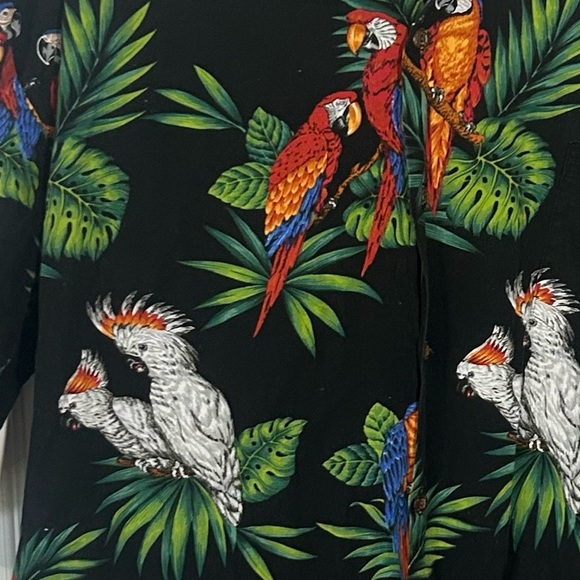 Pacific Legend Hawaiian 2XL Black Colorful Bird Parrots Tropical Luau Cotton - Picture 9 of 9